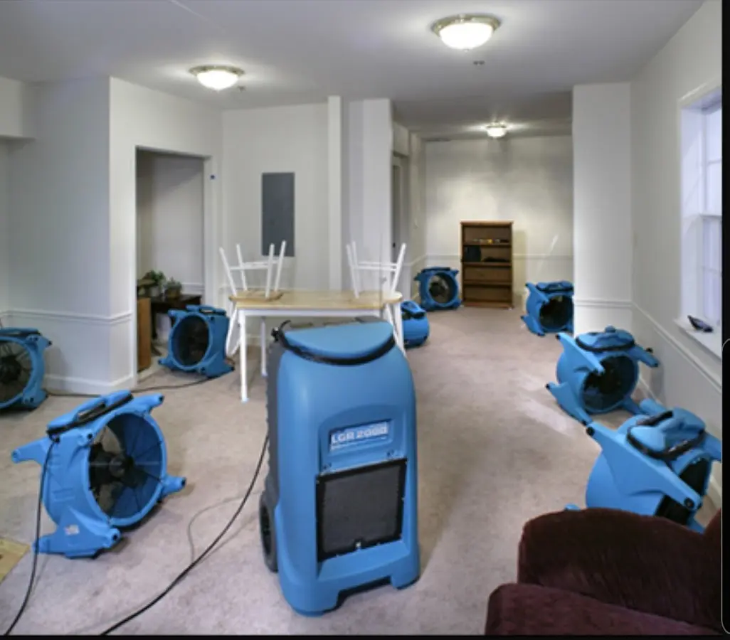 Air movers and dehumidifier setup for Water Extraction & Removal in West Memphis